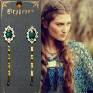 Hair Clip Gemstone Bobby Pin Reproduction Romantic Vintage Style Hair Jewelry